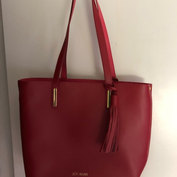 Joy Inman fuschia pink leather tote bag Totes